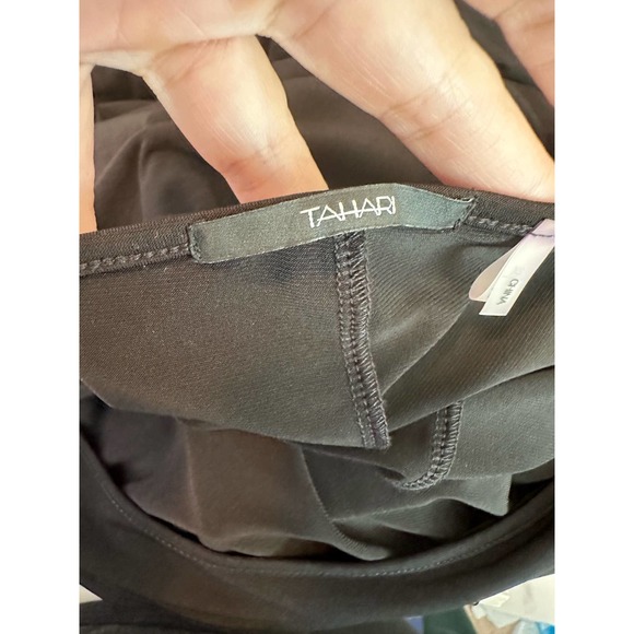 Tahari black with white trim 3/4 sleeves belted mini dress size XS - Picture 5 of 13